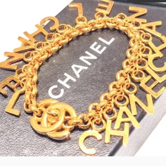 Chanel Ultra Rare Gold Plated Chanel Alphabet Charm Bracelet - Picture 1 of 13